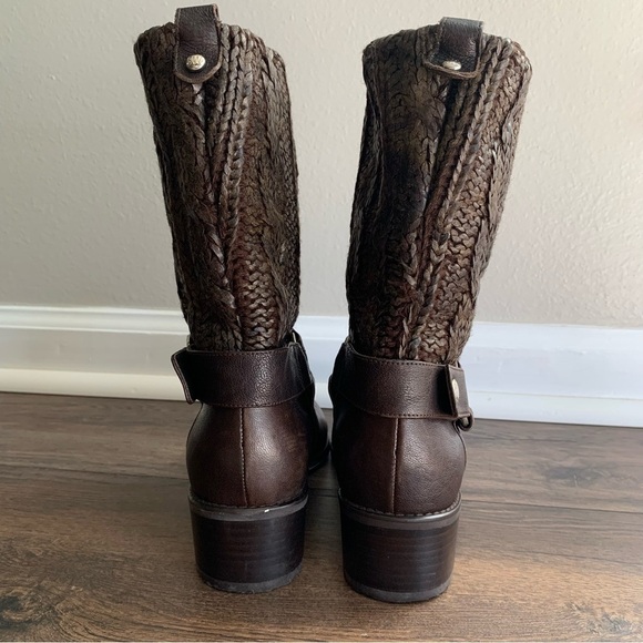 Stuart Weitzman Brown Pimlico Coated Knit Leather Mid Calf Boots/Booties - Picture 7 of 13